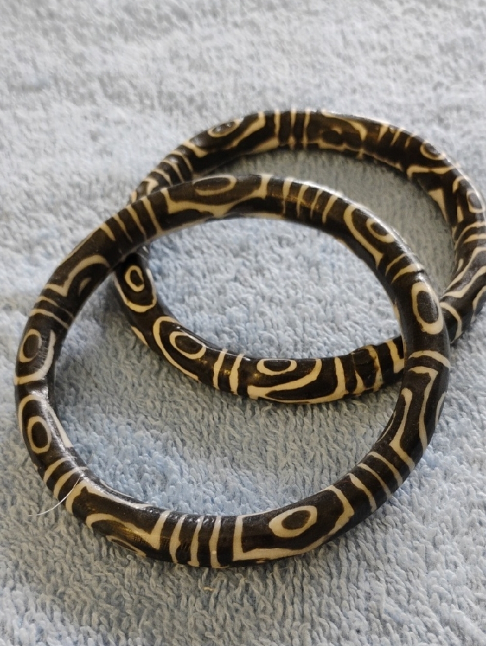 Black and Cream Tribal Pattern Bangles - Set of 2